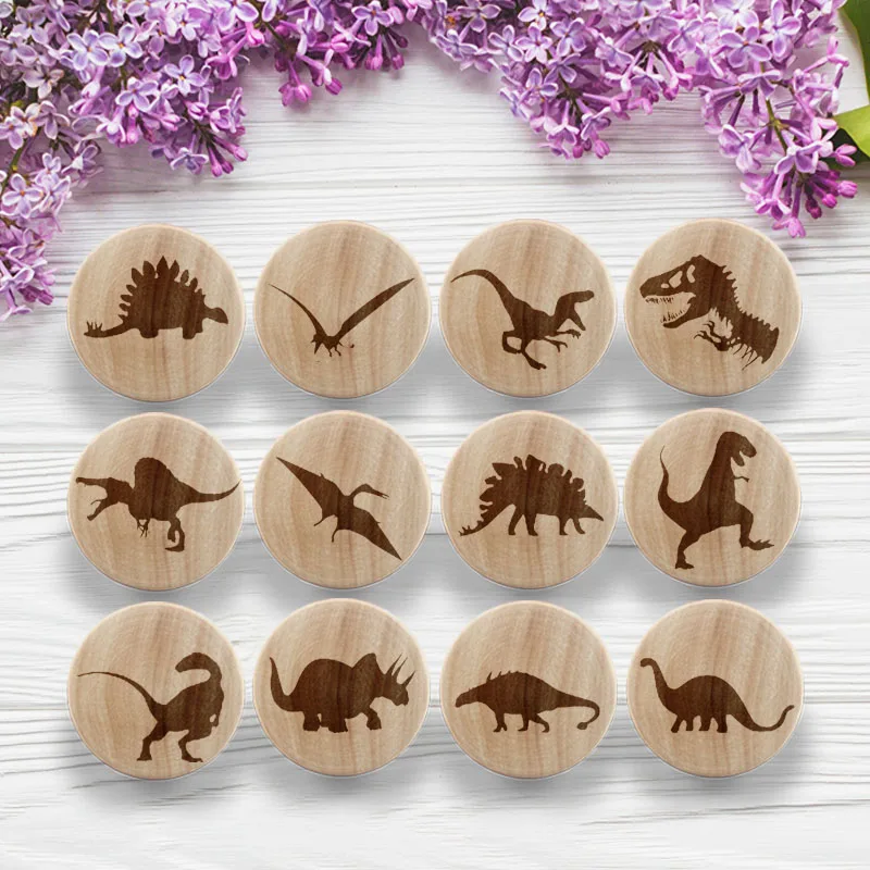 

Creative Dinosaur Wooden Engraved Knob Boho Nursery Drawer Pull Rustic Doorknob Nature Wood Cabinet Pulls Furniture Handles