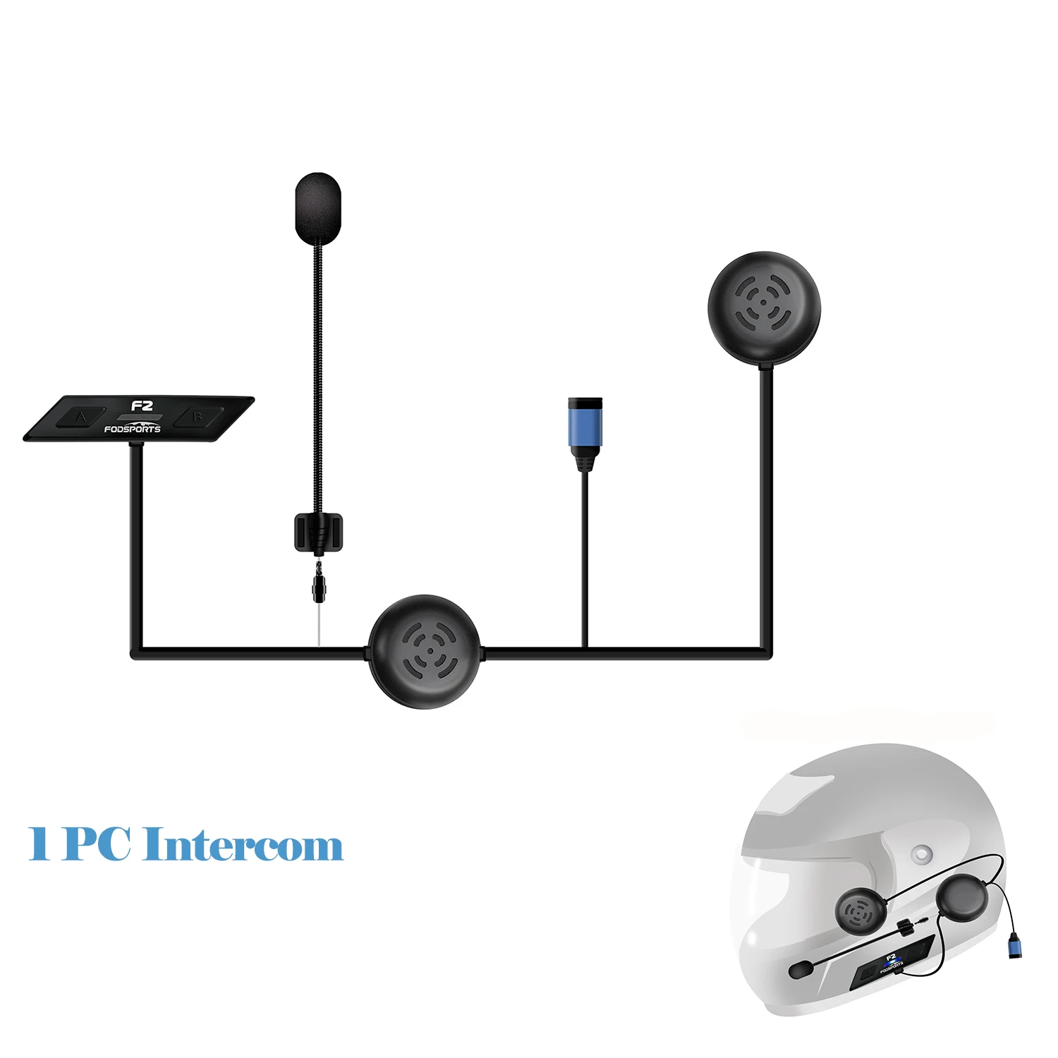 

Fodsports F2-Bluetooth5.0 шлем Bluetooth-гарнитура Голосовое управление Домофон Мотоцикл 2 гонщики interfono moto IP67 Водонепроницаемый