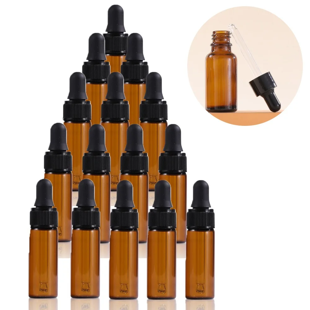 

20/50/100pcs 5ml 0.17oz Mini Dropper Bottle Glass Empty Essential Oil Bottles with Pipettes Aromatherapy Sample Perfume Bottle