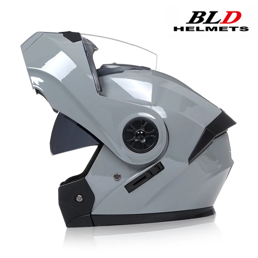 Мотоциклетный шлем с откидной крышкой модульный двумя линзами модный салонный