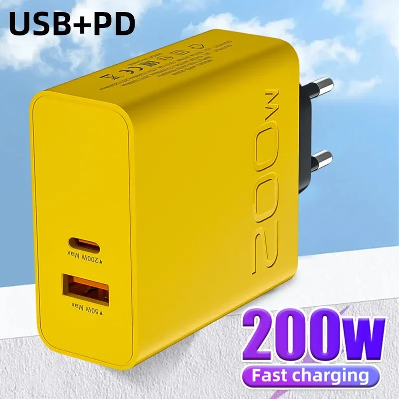 200 Вт USB Type C Fast Charge GaN Адаптер для зарядного устройства телефона Quick PD EU US Plug Iphone 16 15