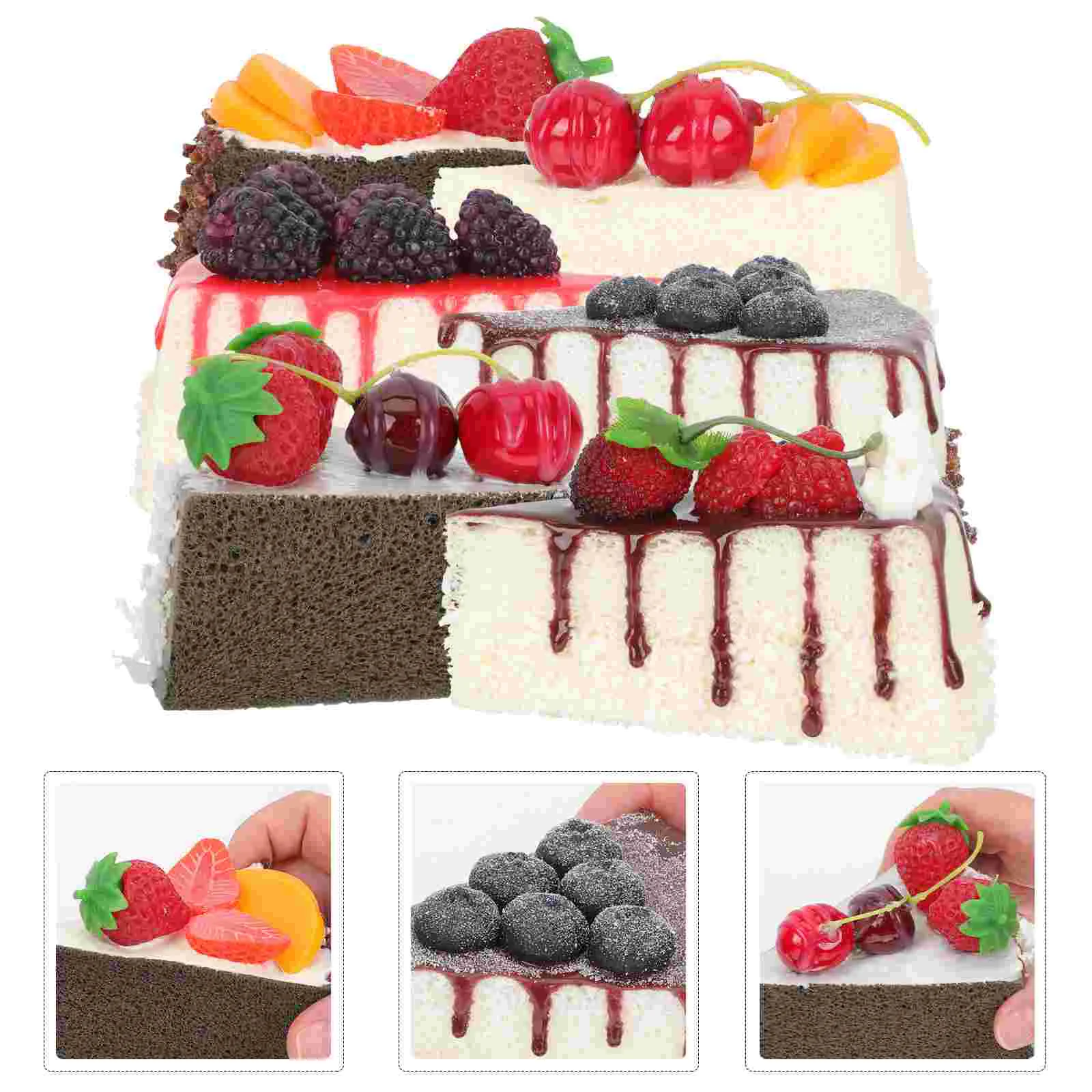 

6 Pcs Simulation Cake Model Light House Decorations Home Artificial Cakes Dessert Models Pu Tabletop Slice Faux Child Reliable