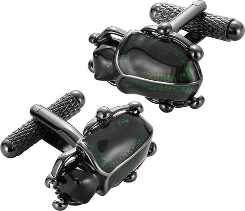 Запонки Hawson Scarab Beetle, черные, зеленые