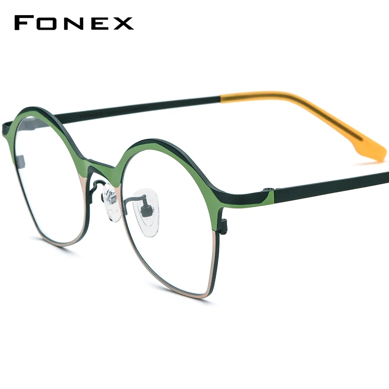 FONEX очки из чистого титана для женщин новинка 2024 мужские модные ретро красочные