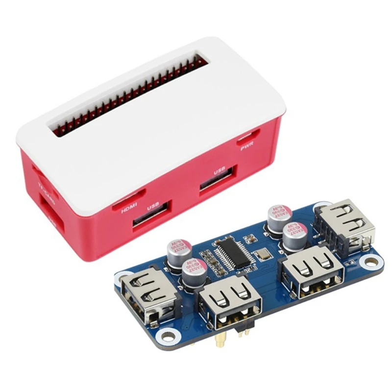 

USB HUB HAT Expansion Board Starter for RPI 0 Raspberry 2 WH 3A 3B 3 Model 4 4B Accessories Box