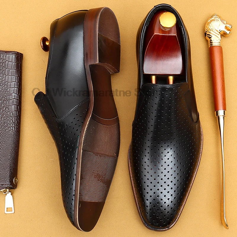 HKDQ итальянские мужские туфли-оксфорды из натуральной кожи черные коричневые