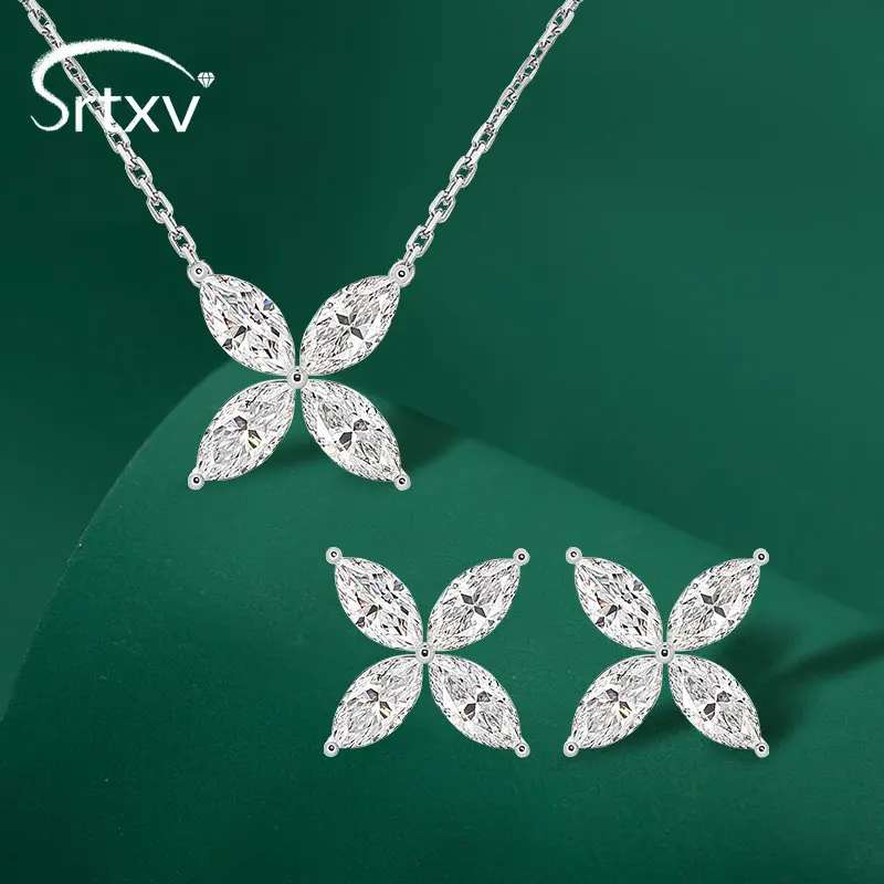 

Комплект из колье и серёг, из серебра 100% пробы, с муассанитом