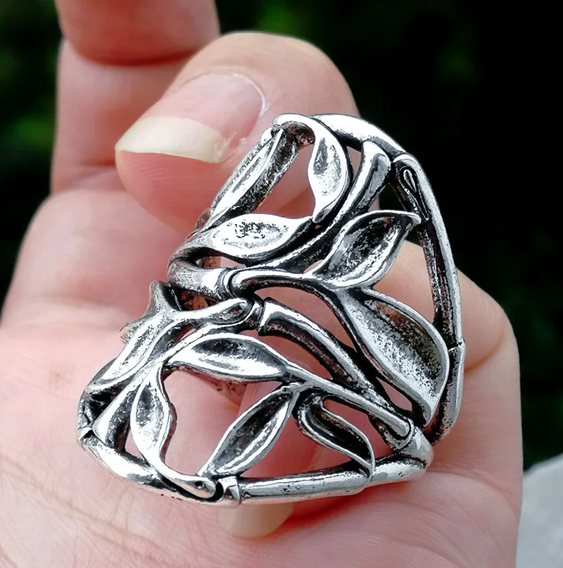

Hot Selling Jewelry Retro Hollow Bamboo Leaf Ring Fashion Creative Personality Ring Factory Direct Sales