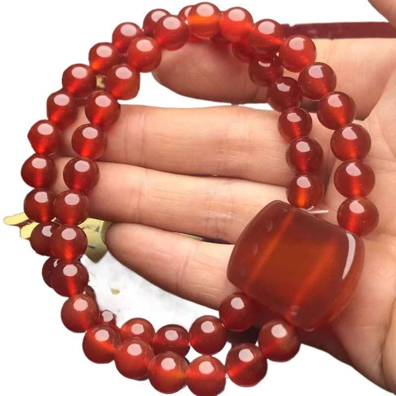 Браслет из натурального красного агата модный и универсальный для мужчин женщин