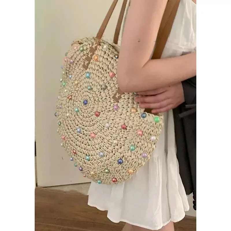Летняя женская модная сумка-тоут с жемчужным праздником и жемчугом большая