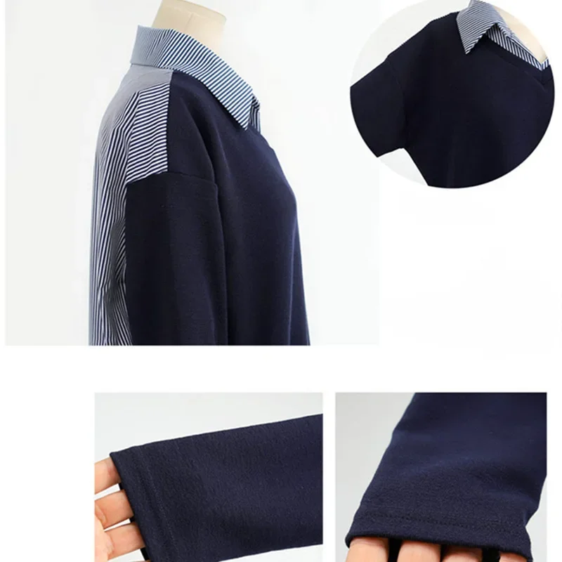 Универсальная рубашка с воротником из двух частей иллюзорный топ свободная