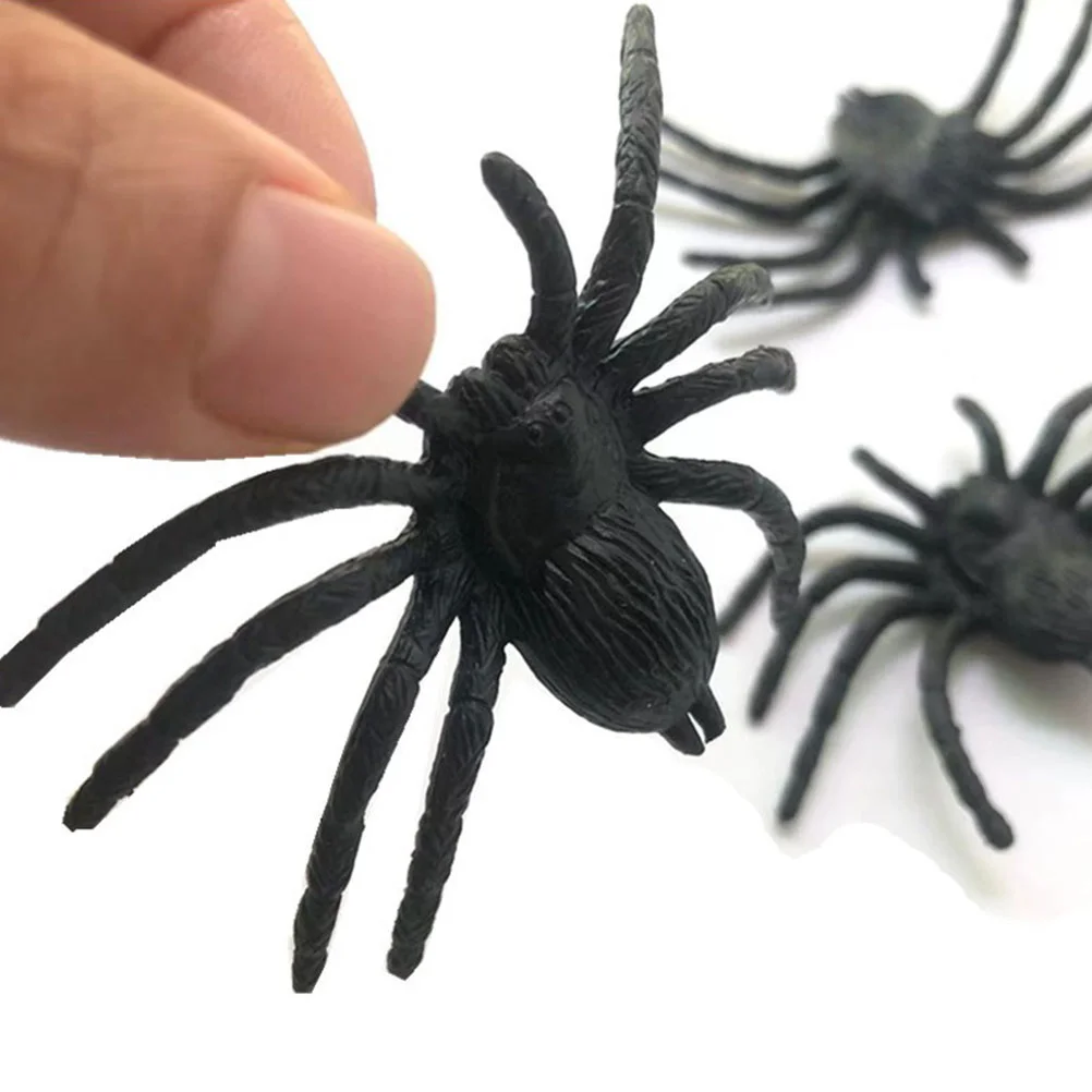 

20pcs Plastic Spiders Black Spiders Halloween Decorative Supplies Spider Models