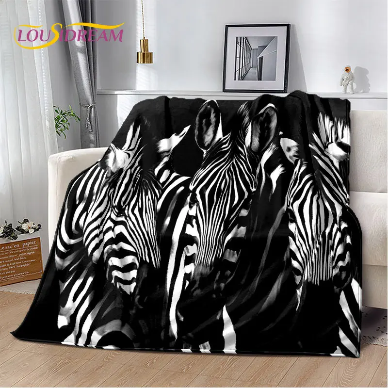 Плюшевое одеяло-покрывало зебра