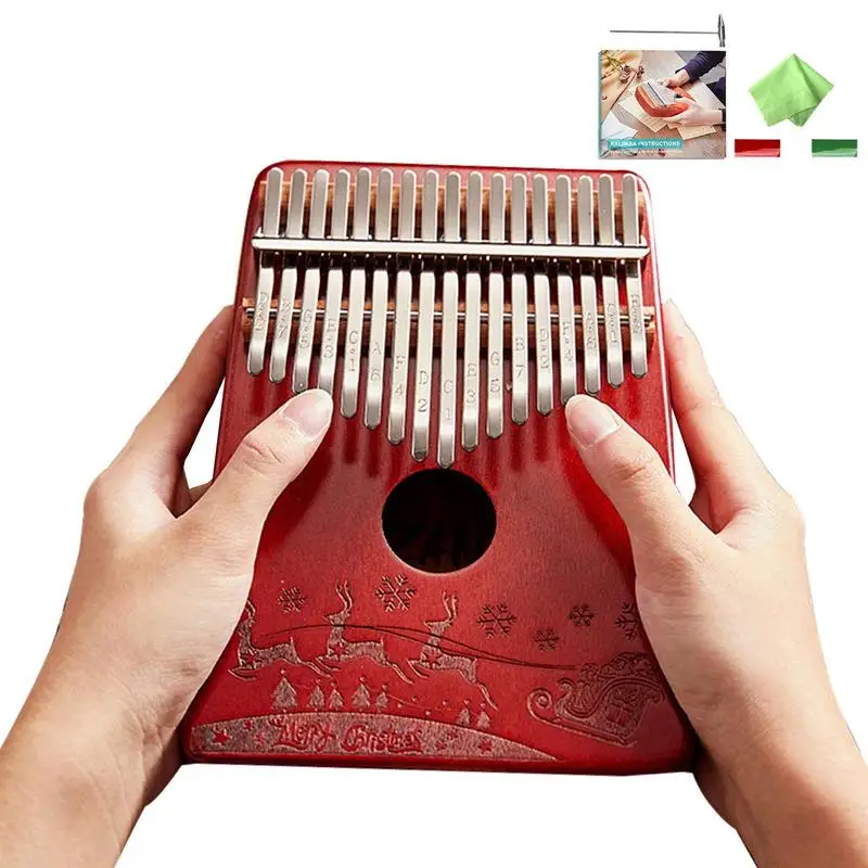 

Пианино для большого пальца, ручное пианино для большого пальца, 17 клавиш, Рождественский ручной музыкальный инструмент из массива красног...