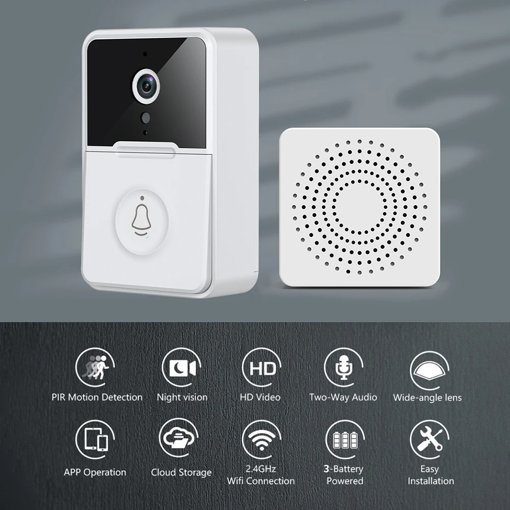 

Беспроводная уличная камера HD с Wi-Fi, дверной звонок, удаленное видео, Домашняя безопасность, дверной звонок с поддержкой голосового преобра...