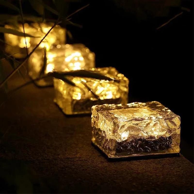

Solar Lights Outdoor Ice Cube Lawn Lights Outdoor Waterproof Brick Lights for Garden Courtyard Pathway Patio Stair Decoration