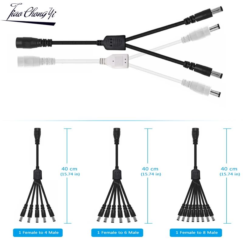 

5.5X2.1mm DC Power Splitter Cable 1 To 2/3/4/5/6/8 Way 5V 12V Power Adapter Connector Cord For LED Strip Lights CCTV Camera