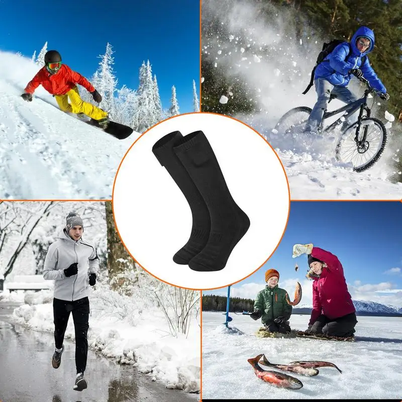 1Pair Men Women Battery USB Charging Thermal Leg Self Heating Socks Winter Cycling Electric Heated Socks Foot Warmer Socking