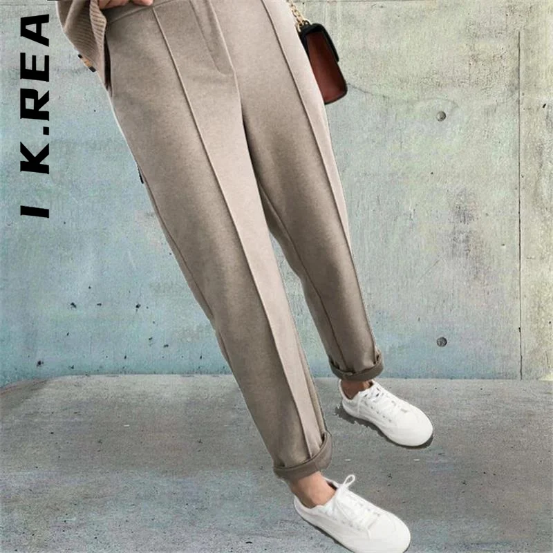 

I K.Rea Trousers Spring Autumn Pants Women Quality Sexy Stretch Bottoms Korean Vintage Elastic Trendy Leg Pant Female Mujer