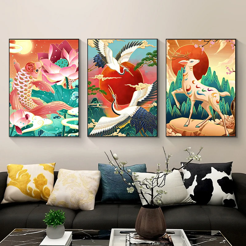 

Алмазная 5d-картина «сделай сам», красочная Золотая Рыба, олень, мозаика ручной работы, картина с полным заполнением, Набор для вышивки крестиком, домашний декор