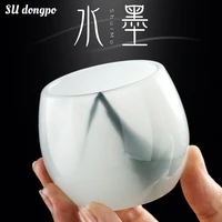 ink white jade porcelain tea cup glazed glass large built master cup single cup crystal clear kung fu tea set