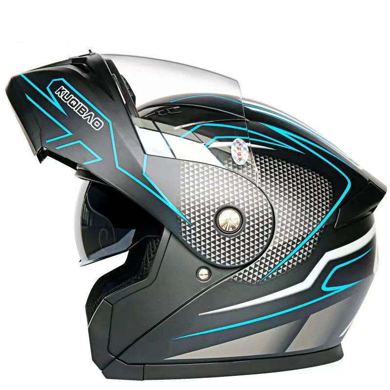 

New anti fog double lens facelift helmet Electric motorcycle helmet All season full helmet for men