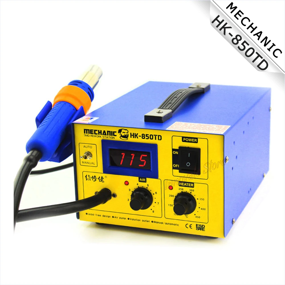 MECHANIC HK-850TD Air Pump Hot Air Gun Soldering Station  LED Digital Display Heat Gun 24L Manual/Automatic Desolder Station