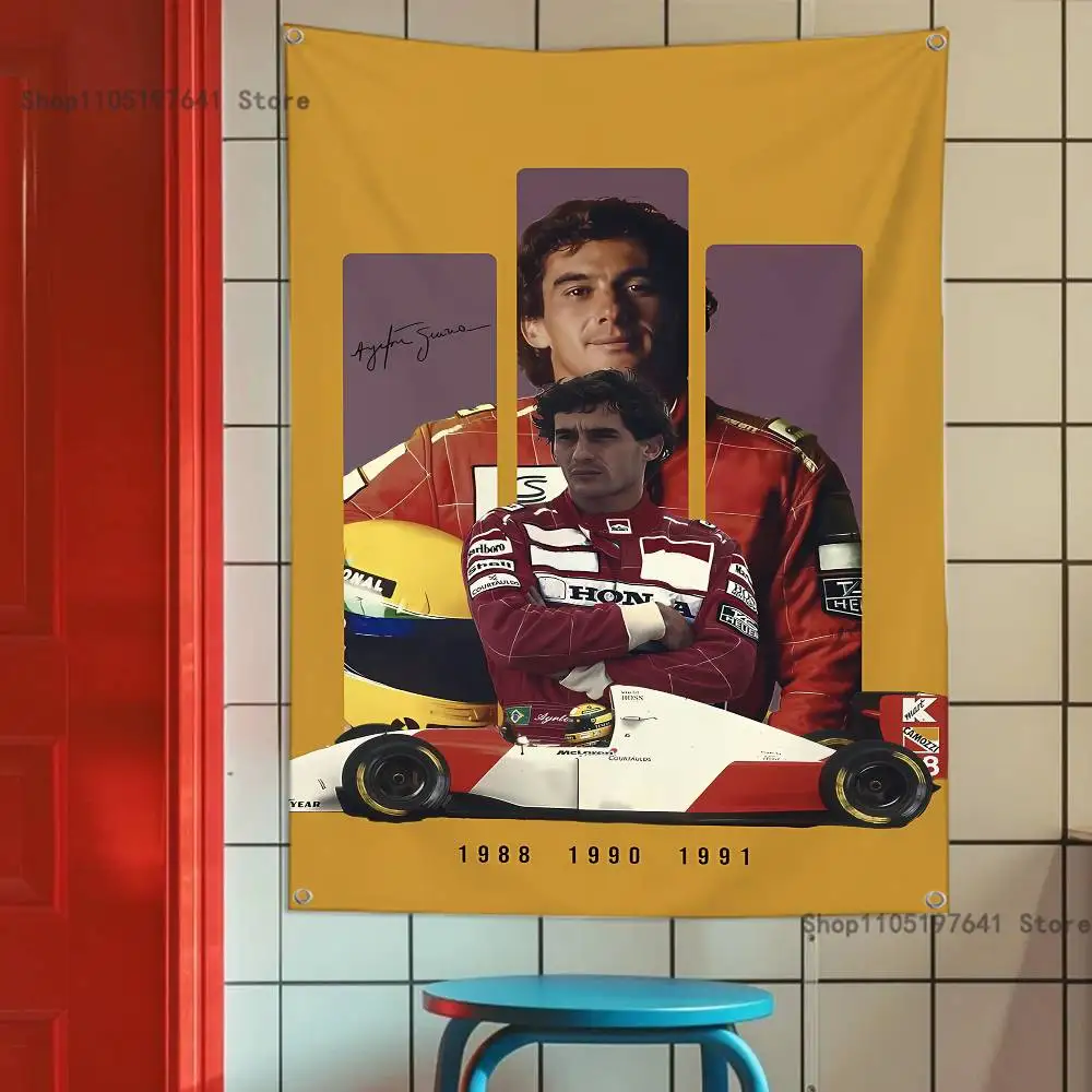 Фото Racing Driver A-Ayrton S-Senna Высококачественный гобелен с флагом, баннер для спальни, гостиной, бара, вечеринки, Настенный декор для наружного использования №4