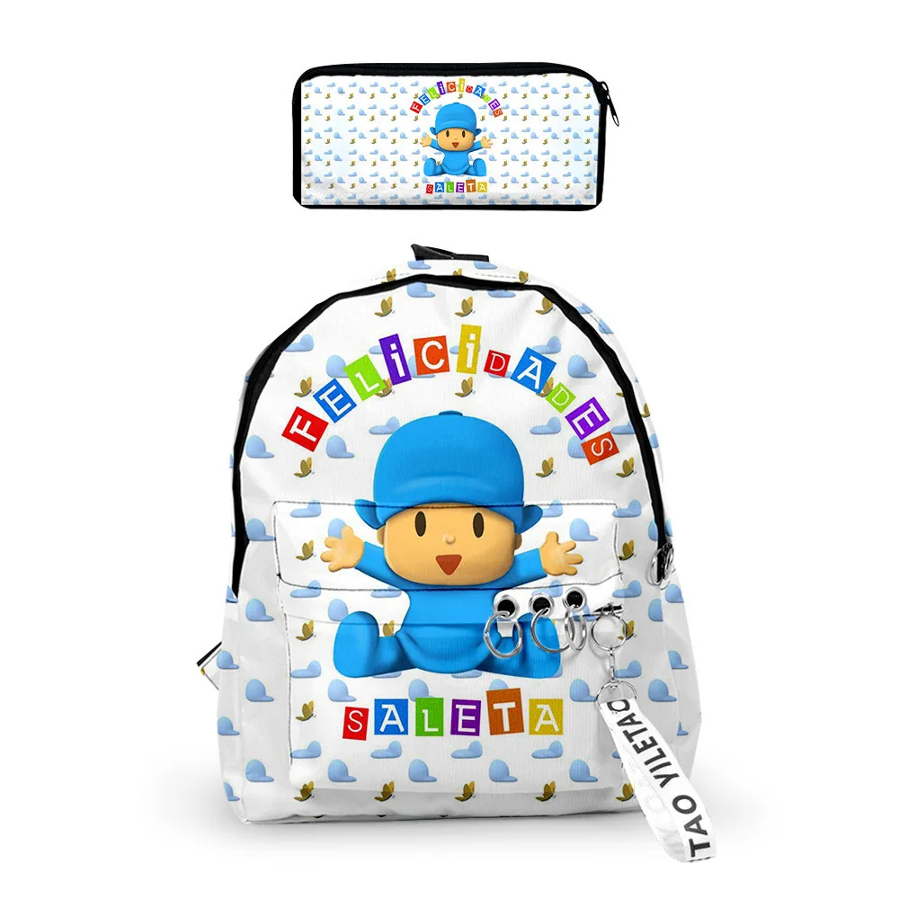 

Animation Small P Youyou Pocoyo Digital Printing Backpack Student Schoolbag Color Printing Two-piece Bag Men and Women Models