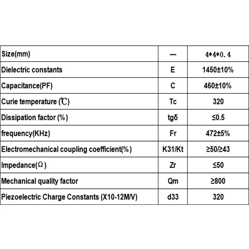 Пьезоэлектрический керамический пластинчатый преобразователь 4*4*0 4 мм