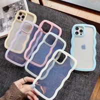 colorful wavy border phone case for iphone 11 13 pro max xr 12 pro max soft shockproof transparent back cover