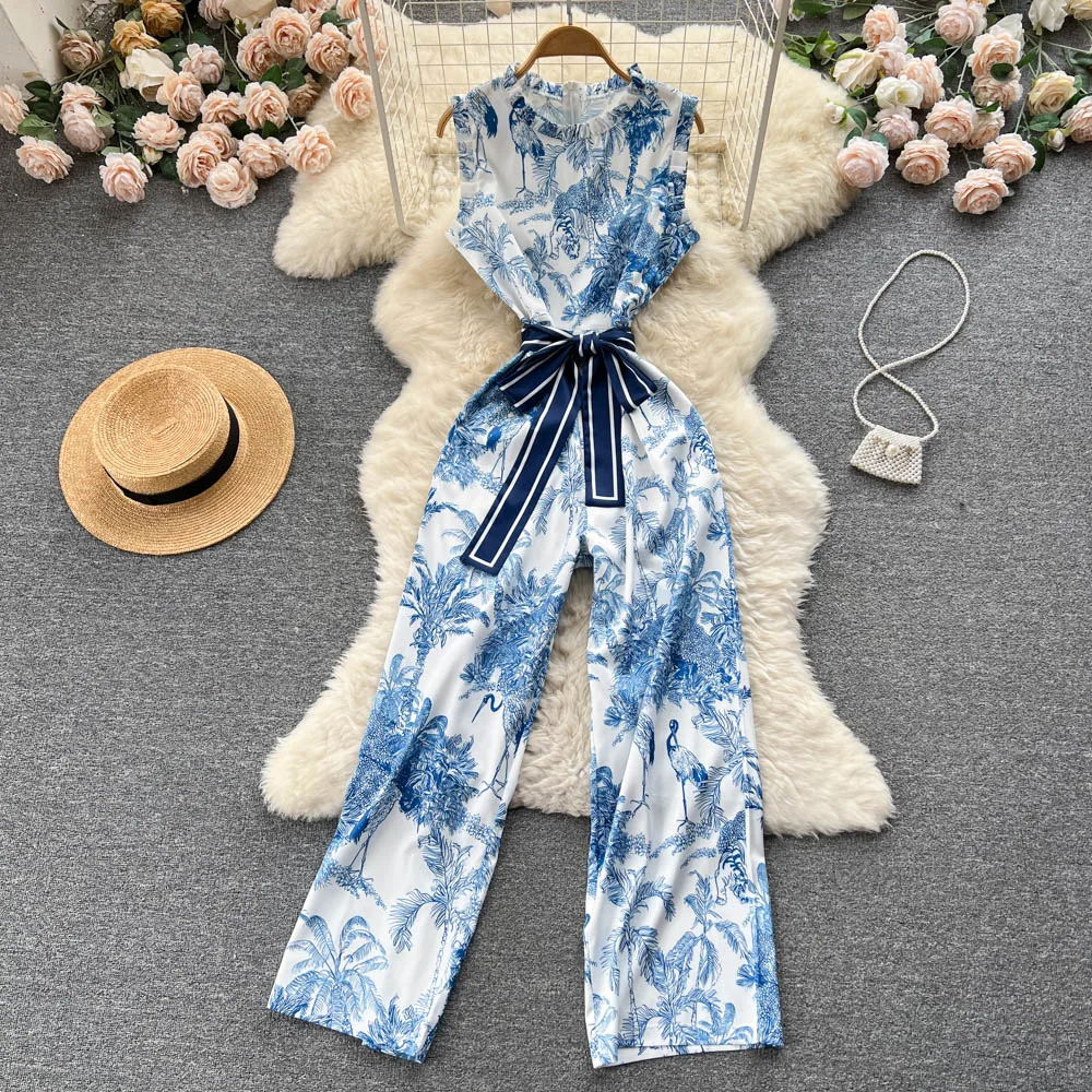 

Bow Lace Up Jumpsuits Summer O Neck Casual Fashion Trousers Romper Jumpsuit Women Ladies Clothes Bodycon Rompers Dropshipping