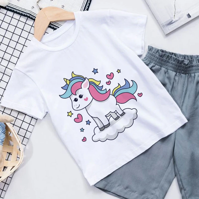 

Unicorn Series T-shirt For Girls Fashion Summer Boy Clothes Anime T-shirts Toddler Clothes Children's Clothing From 2 To 7 Years