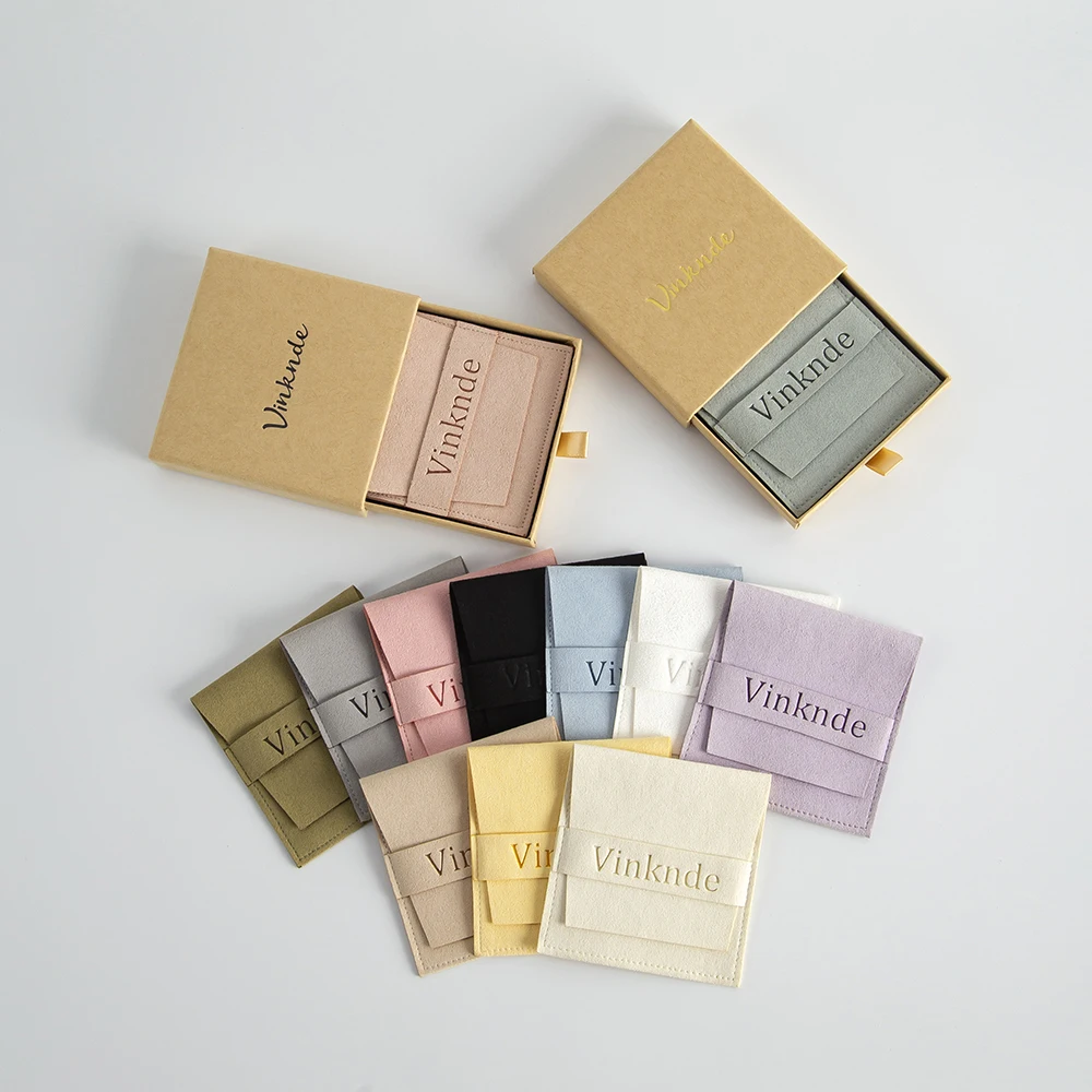 Custom logo Paper Cardboard Box Jewelry Package Gifts Drawer Box Necklace Bracelet Ring Box Organizer Microfiber Gift Bag Pouch