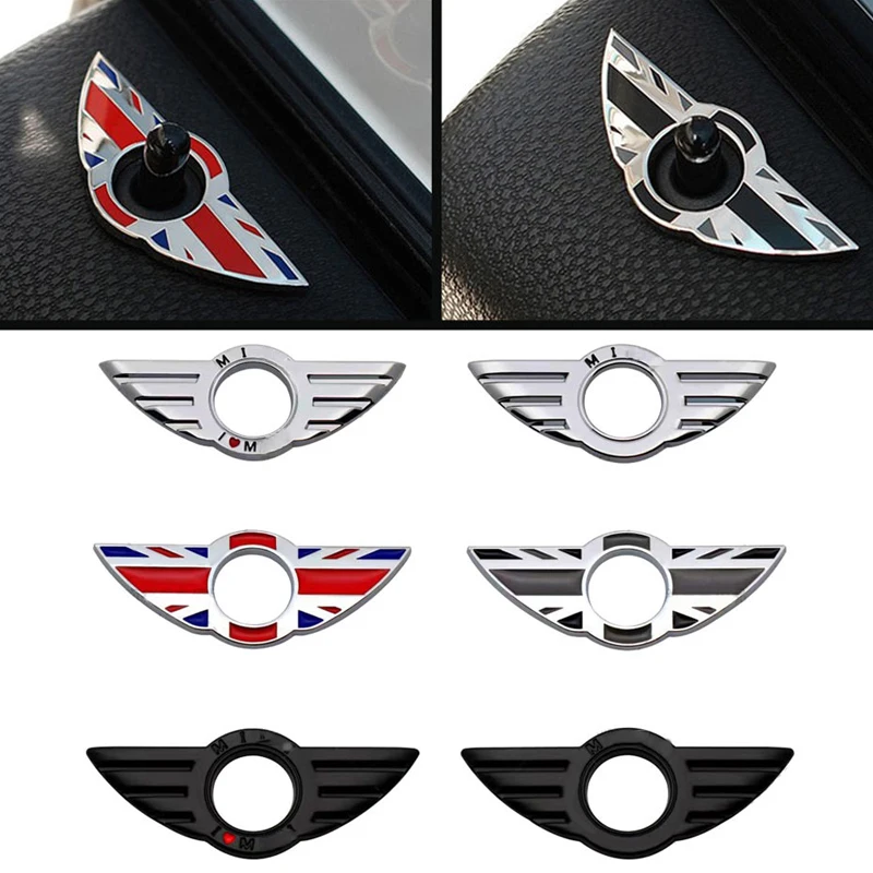 

3D Metal Car Styling Car Door Pin Lock Wing Emblem Sticker Case Decor For Mini Cooper One S R50 R53 R56 R60 F56 R57 R58 R59 R60