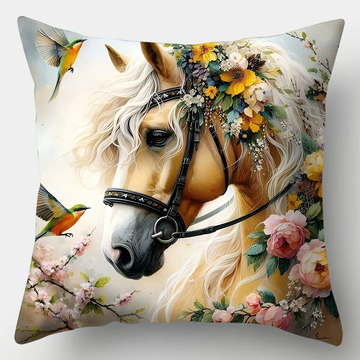 

Наволочки Majestic Horse цветочный принт полиэстер велюр