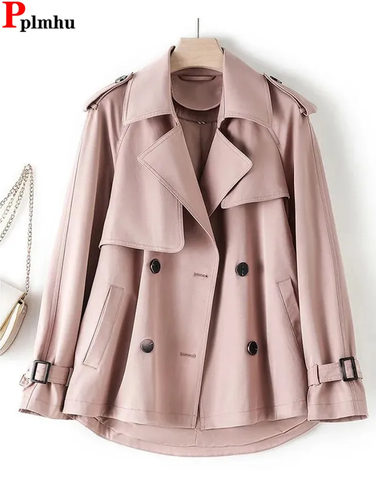 

Casual Lapel Midi Trench Coats Korean Women Elegant Chic Office Gabardina Jackets Casual Windbreaker Abrigos New