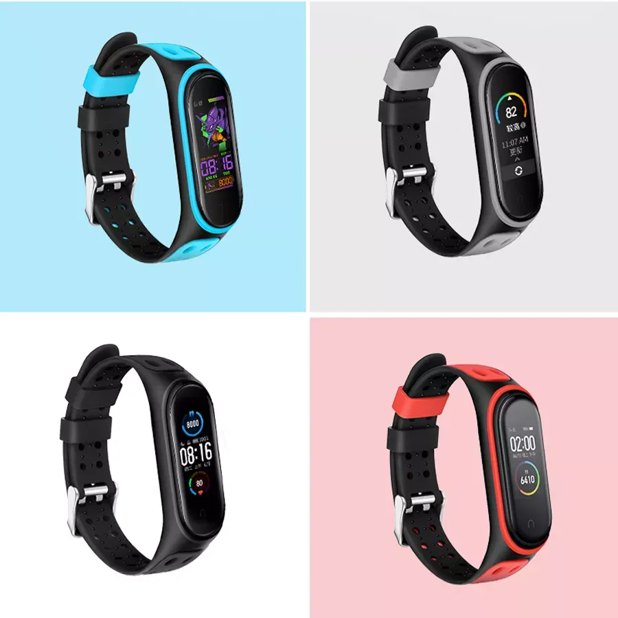 

Silicone Replacement Ventilate Sport Soft Wrist Strap for Miband 6 5 4 3 Wristband For Xiaomi Mi Band 3 4 5 6 Glitter Strap