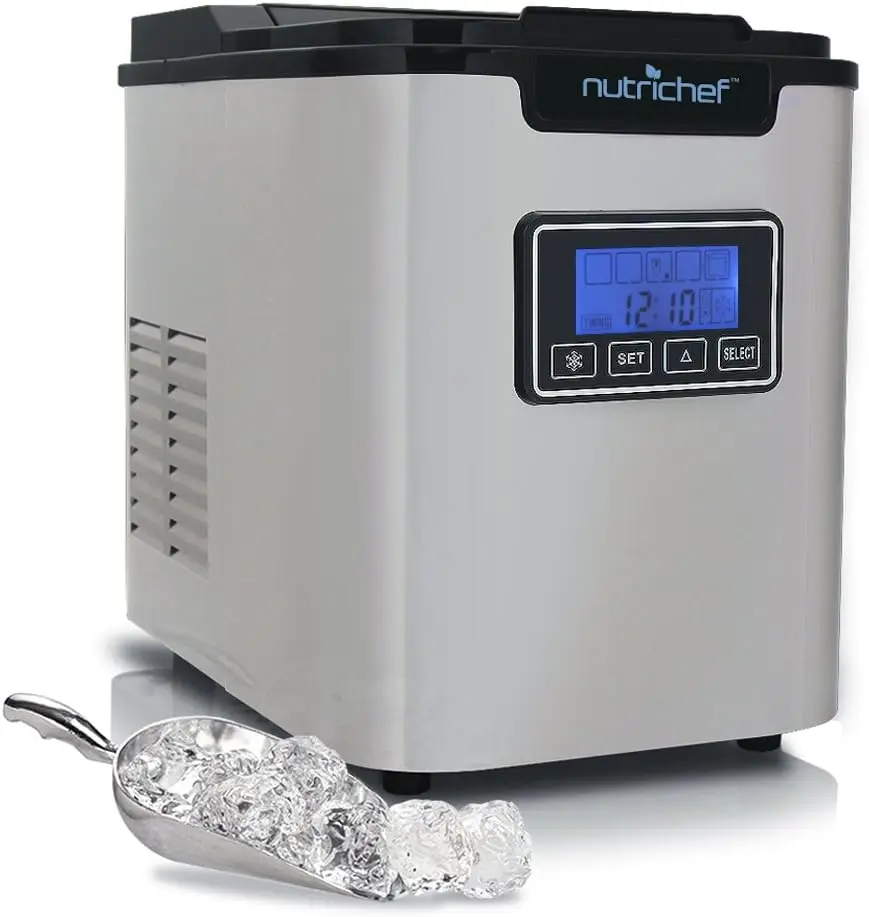 

Digital Ice Cube Maker - Upgraded Portable Stainless Steel Ice Molder Machine, Stain Resistant w/Built-in Freezer, Over-Sized Ic