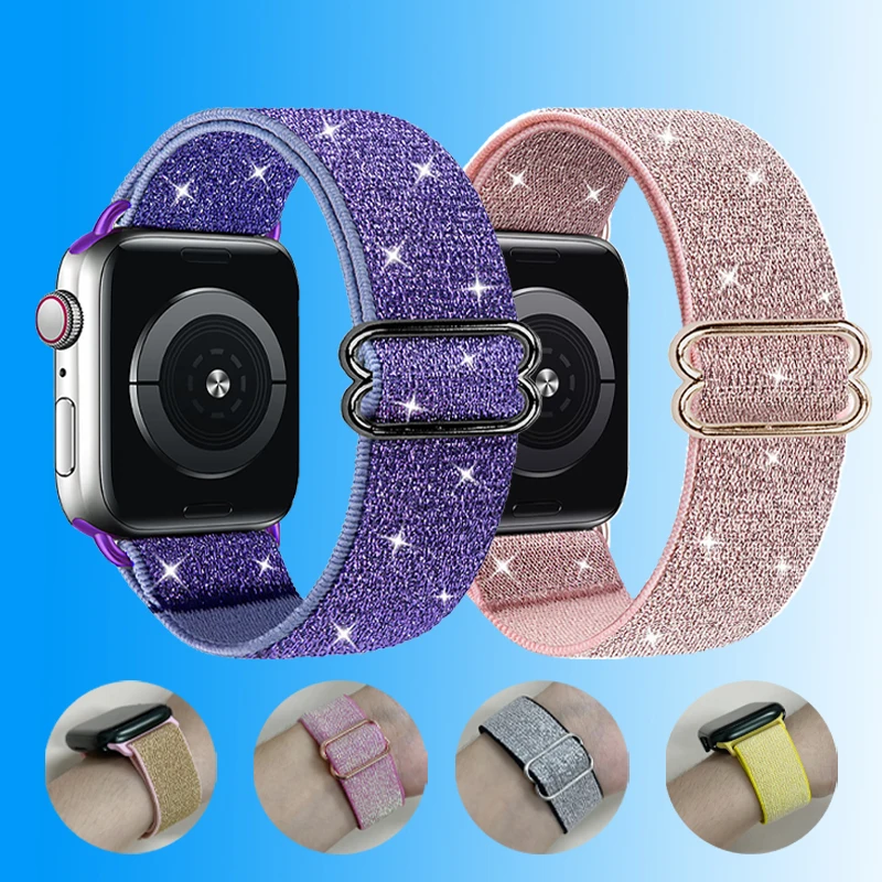 

Elastic strap for Apple watch band 40mm 41mm 44mm 45mm 38mm 42mm Adjustable Nylon Solo Loop Bracelet iWatch series 3 4 5 6 se 7