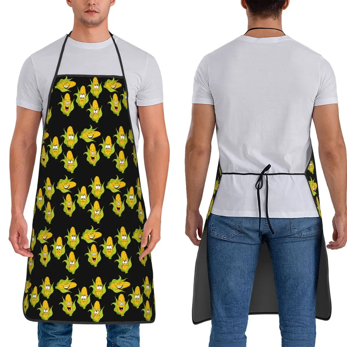 Фото Игривые фартуки с дизайном в виде кукурузы, без рукавов, для шеф-поваров, для готовки, уборки на кухне, для женщин и мужчин, для рисования №4