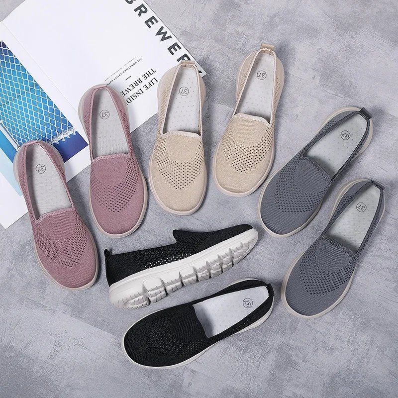 Women's Flats Shoes High Quality Casual Sneakers Slip-on Comfortable Shoes Loafers Size 42 Walking Workout Sports Leisure
