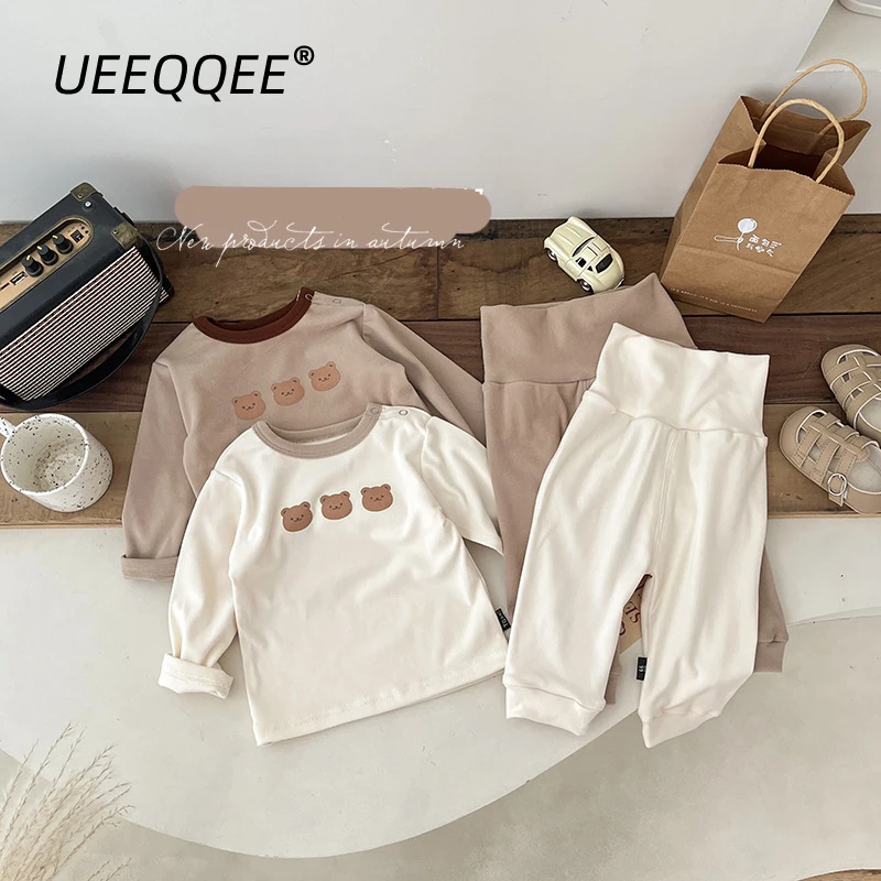 Casual Cartoon Baby Boys Girls Clothing Set Infant Kids Toddler High Waist Pants Long sleeve t shirts Children Outwear For 0-3Y