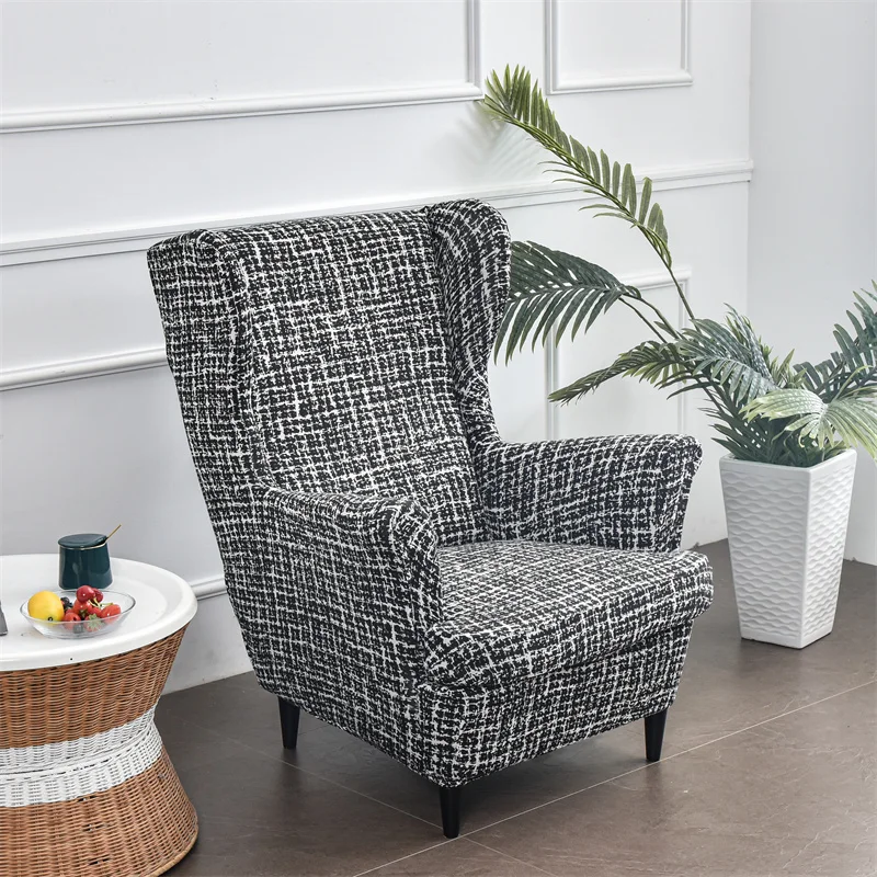 Nordic Elastic Armchair Cover Geometry Sloping Arm King Back Chair Cover Slipcover Funda De Sillon Wingback Back Chair Cover