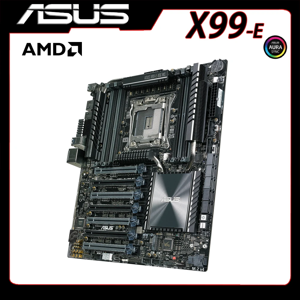 

Материнская плата X99 ASUS X99-E Kit DDR4, материнская плата 2011 v3 с поддержкой процессоров Intel Core i7 128 ГБ M.2 PCI-E 3,0 USB 3,1 ATX 10 ×SATA III