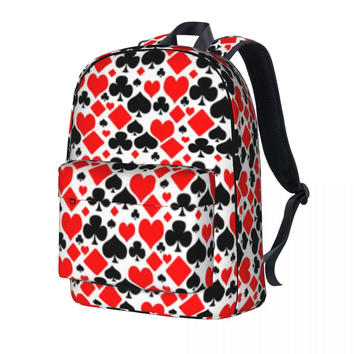 

Poker Print Backpack Student Hearts Diamonds Clubs Spades Lightweight Backpacks Kawaii School Bags Travel Custom Rucksack