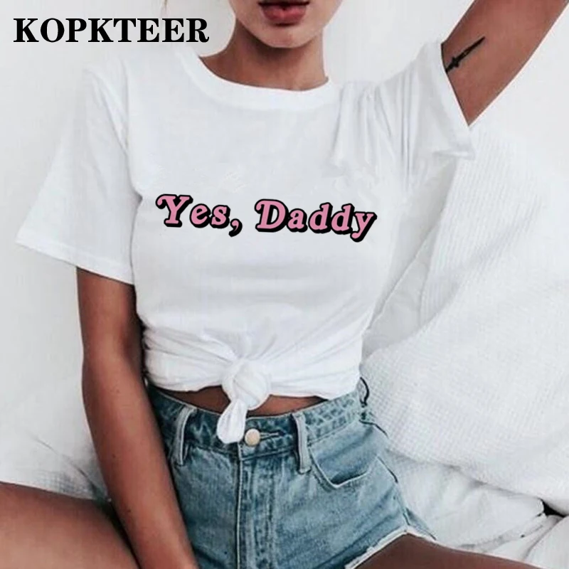 

Summer Yes Daddy T Shirt Women Satan Is My Sugar Daddy Aesthetic Harajuku T-shirt Ullzang 90s Tshirt Fashion Top Tees Female