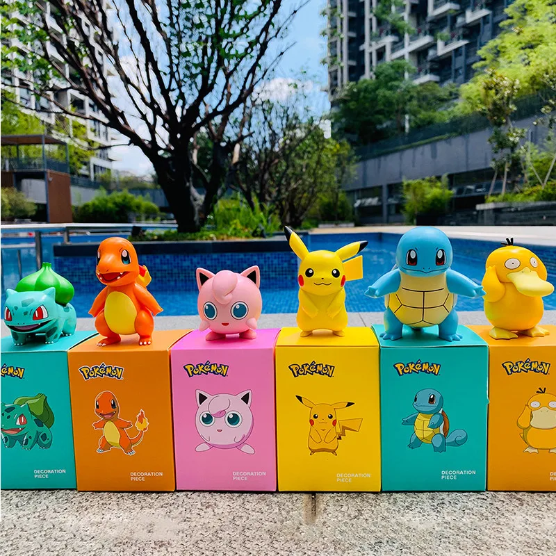 

5-8cm TAKARA TOMY Pokémon Pikachu Garage Kit Psyduck Bulbasaur Jigglypuff Squirtle Charmander Model Pokemon Anime Ornament Gift