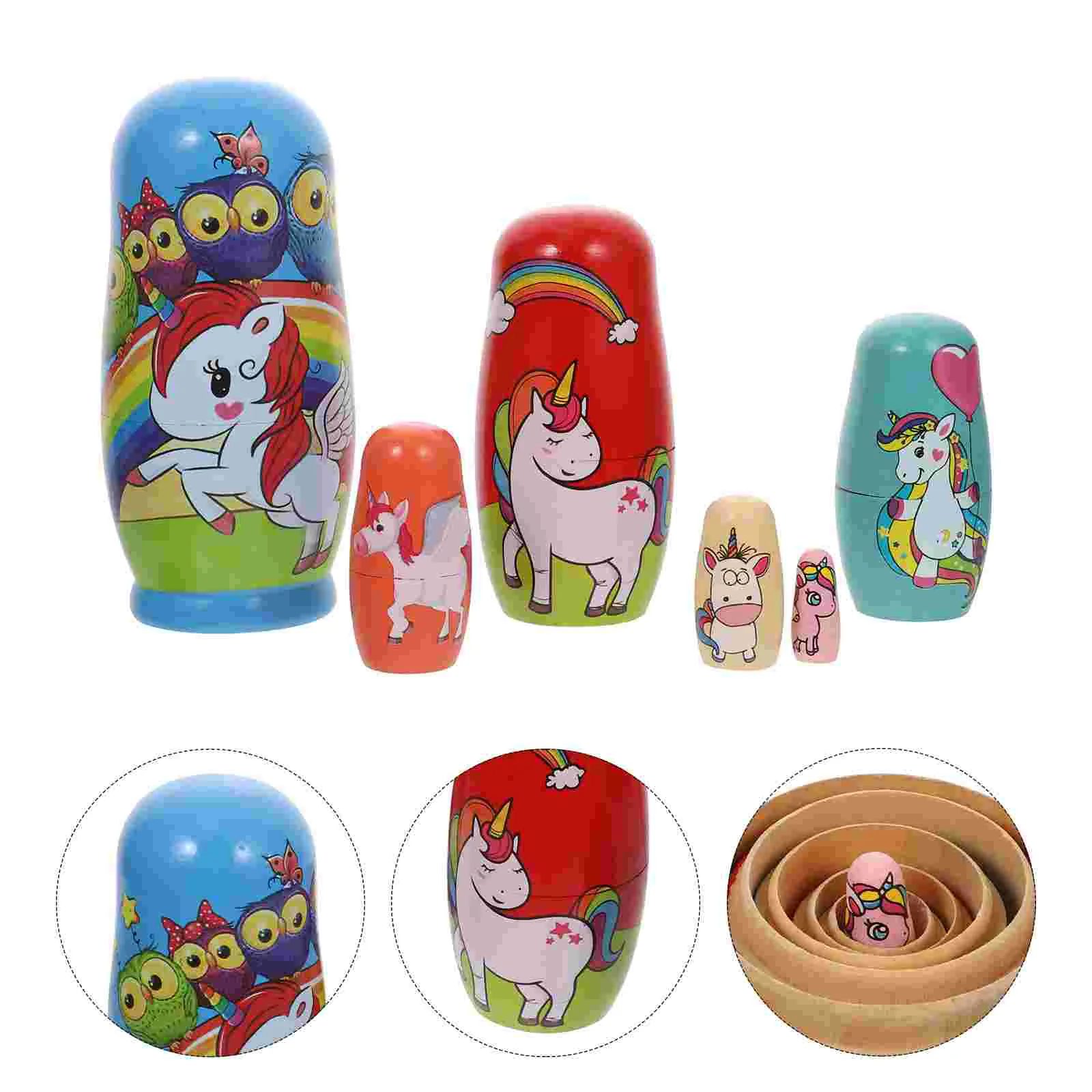 

Unicorn Matryoshka Nesting Dolls Wood Matryoshkas Toy Dining Room Table Decoration Painted Wooden House Decorations Crafts Hand