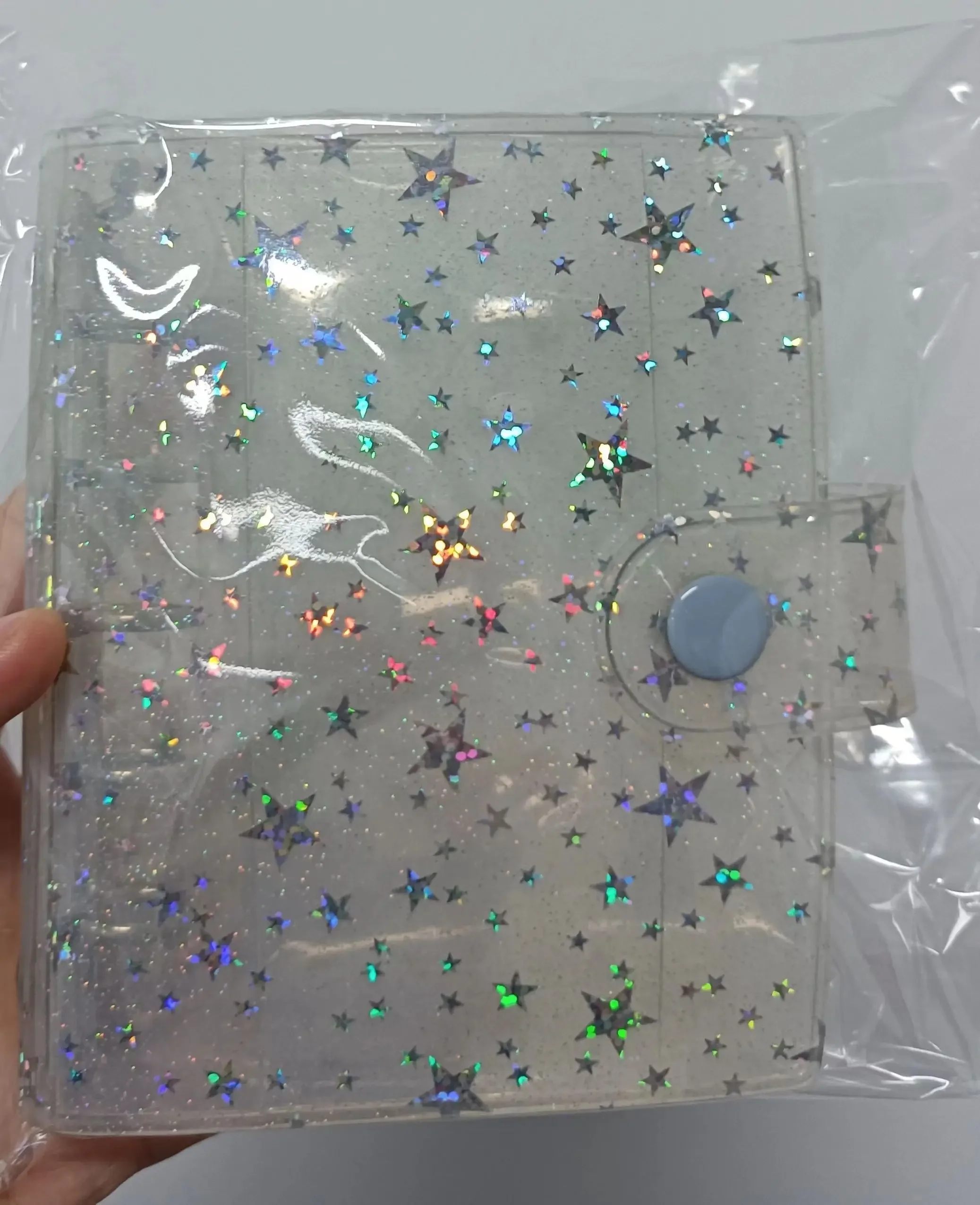 

ПВХ обложка для блокнота M5 прозрачная milky white stars